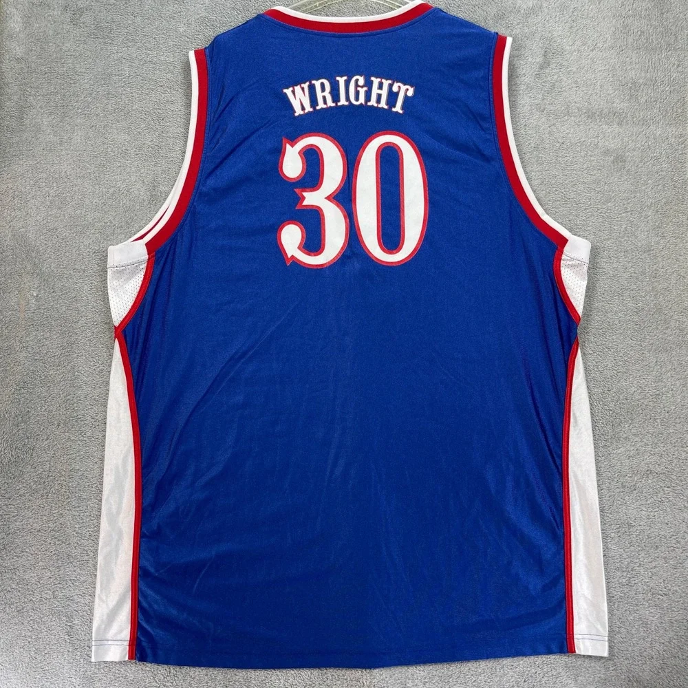 Kansas Jayhawks Adidas Basketball Jersey Men 2XL Blue #30 Julian Wright